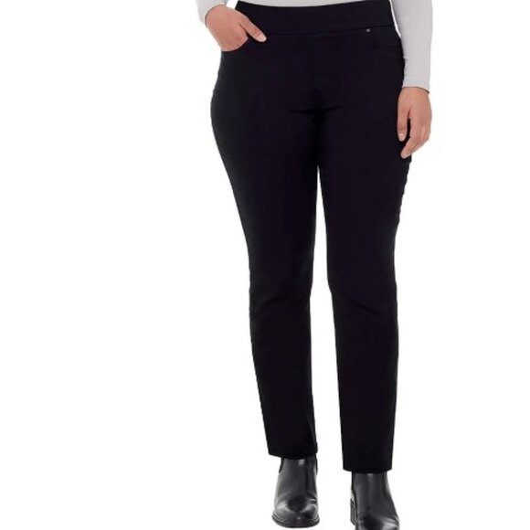 Up! Women's Black Straight-leg Slim-fit Slip-on Pants (Size 16) - Picture 1 of 7